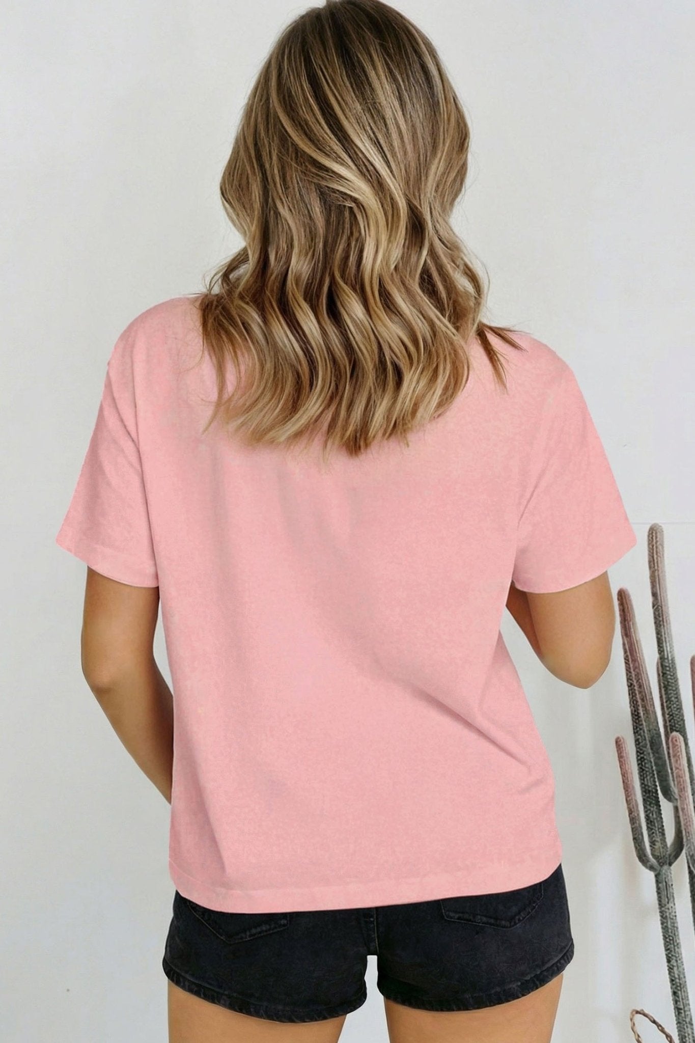 Pink Solid Color High Neck Oversize Tee - Loving It Shop