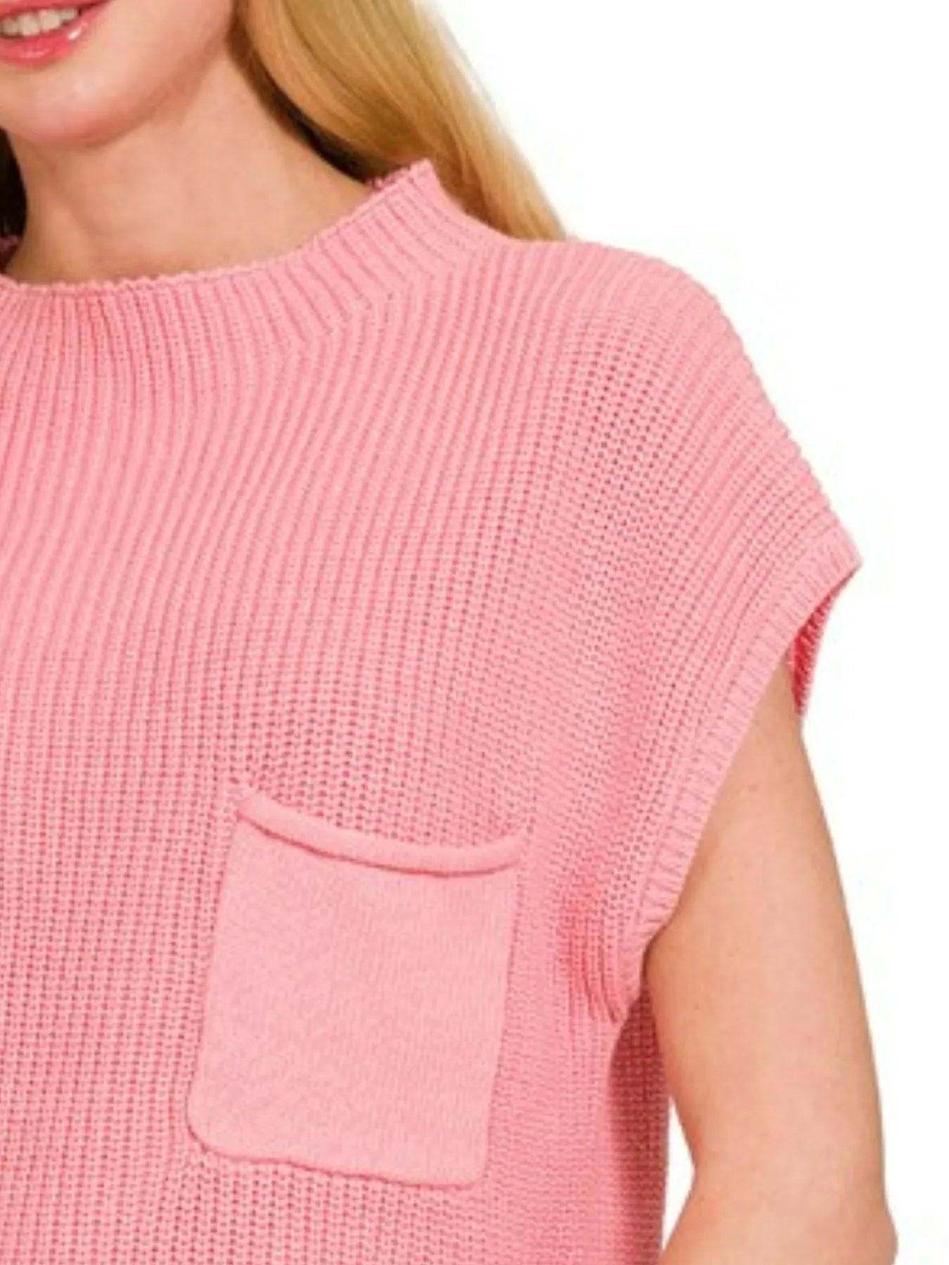 Mock Neck Short Sleeve Sweater