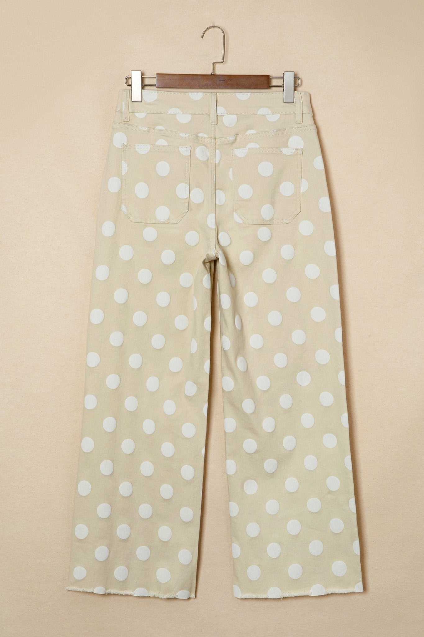 Khaki Polka Dot Print Raw Hem Shift Jeans - Loving It Shop