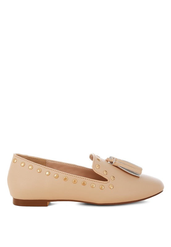 Philoha Studs & Tassels Detail Flat Loafers