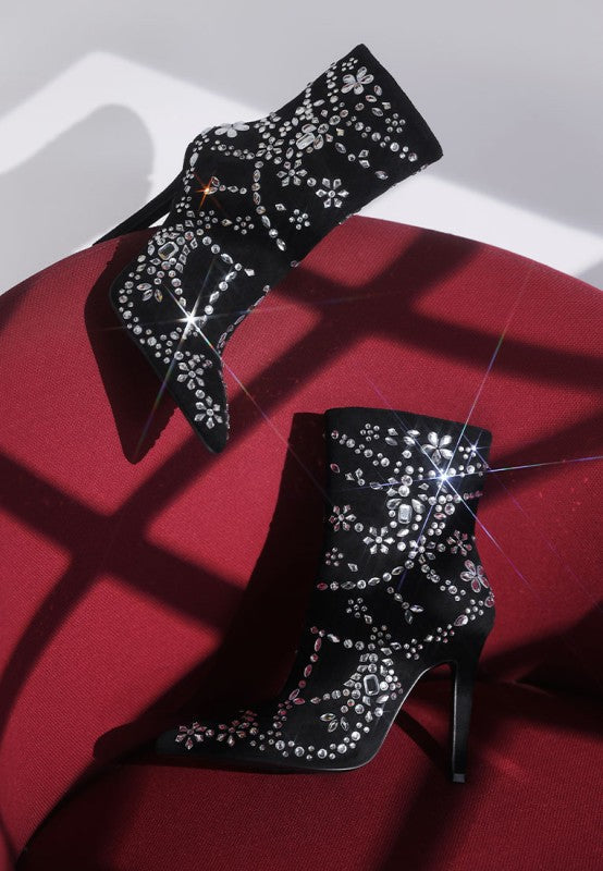 Dunari Diamante Embellished Microfiber Boots