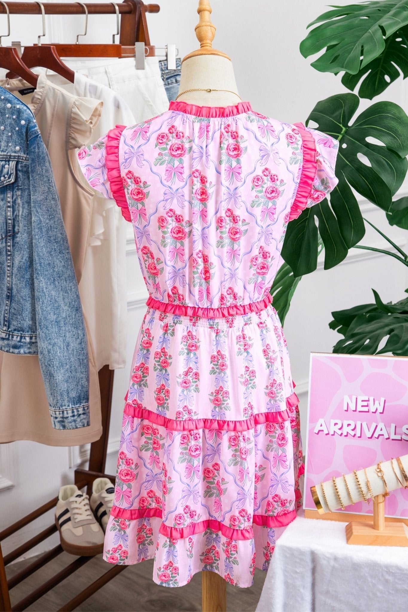 Purple Tiered Ruffles Sleeveless Summer Floral Dress - Loving It Shop