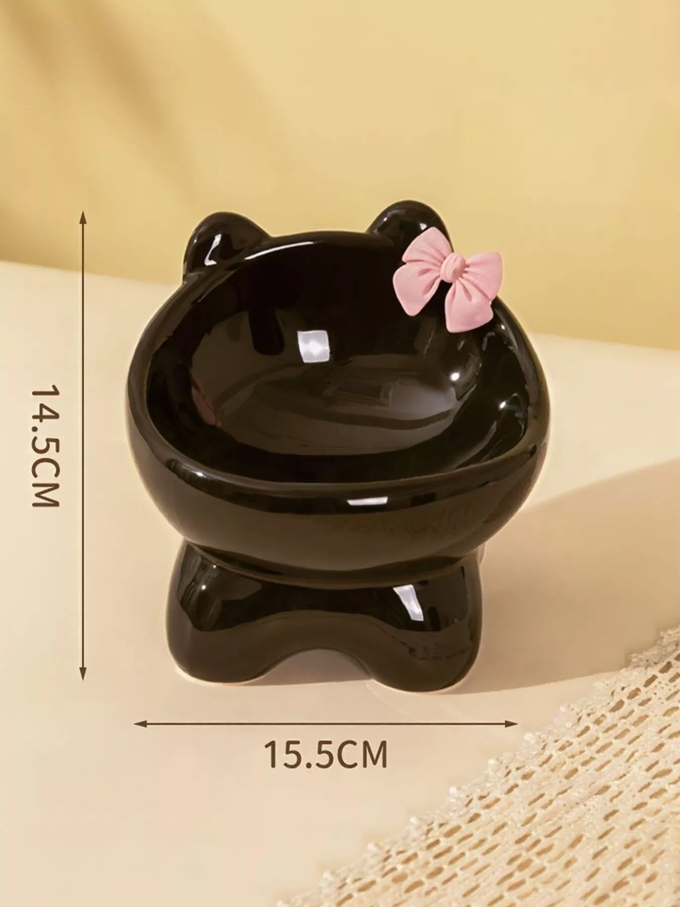Ceramic Pet Bowl with Bowknot