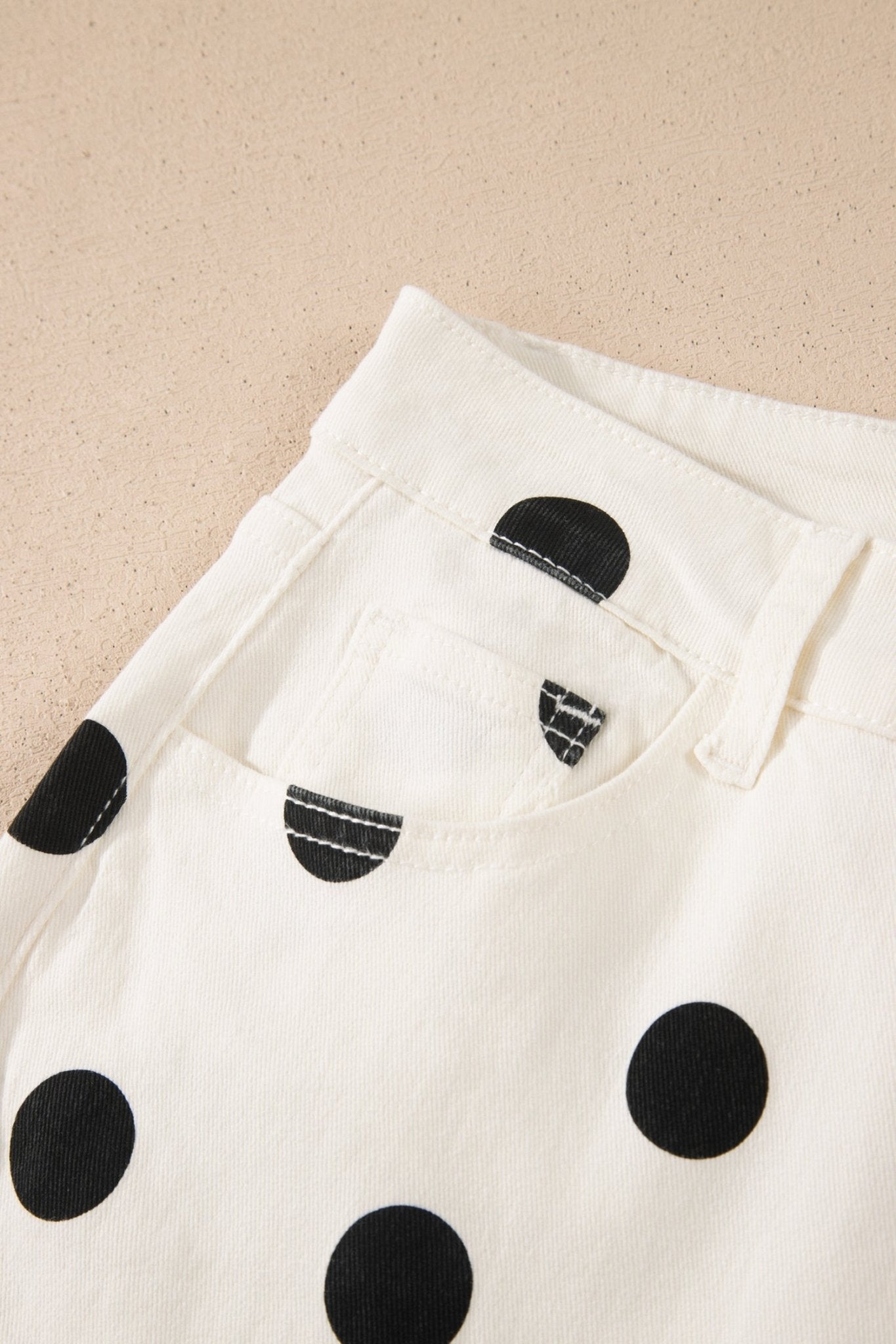 White Polka Dot Print Wide Leg Ankle - Length Jeans - Loving It Shop