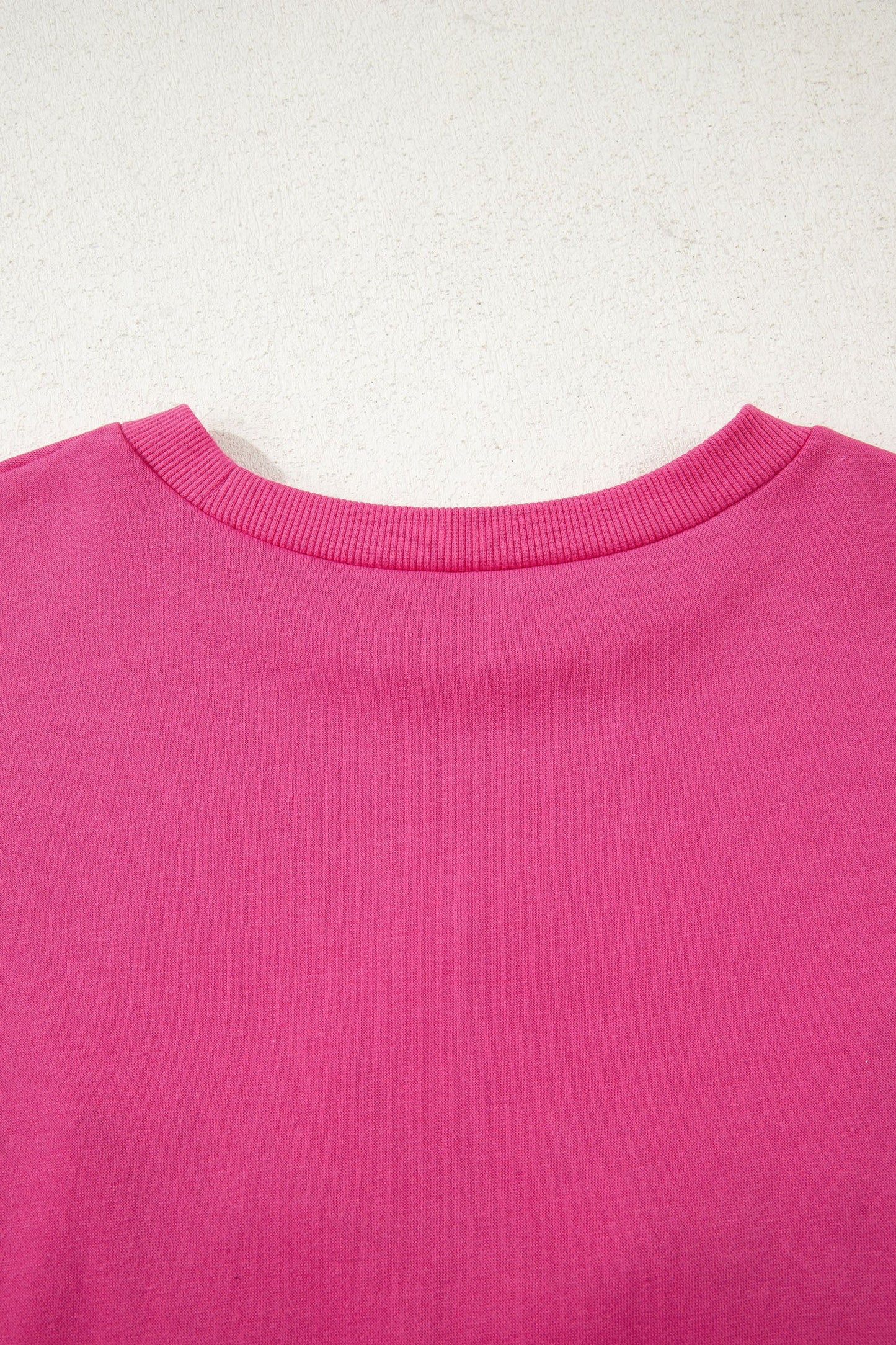 Rose Red Lucky Clover Embroidered Loose Pullover Sweatshirt
