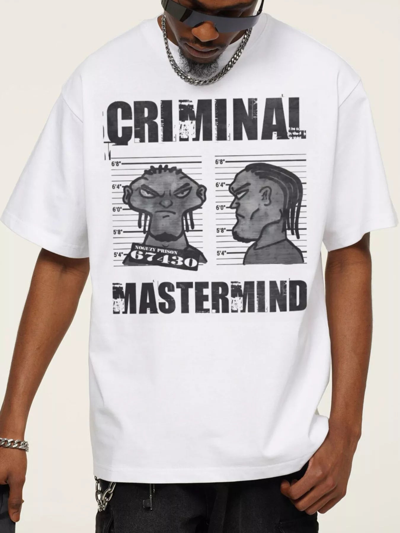 Men's Criminal Mastermind Graphic Oversized T-Shirt - Loving It Shop