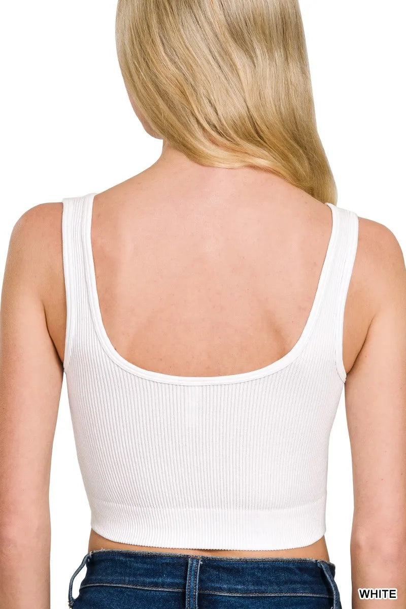 Seamless Split Neck Bra Tank Top