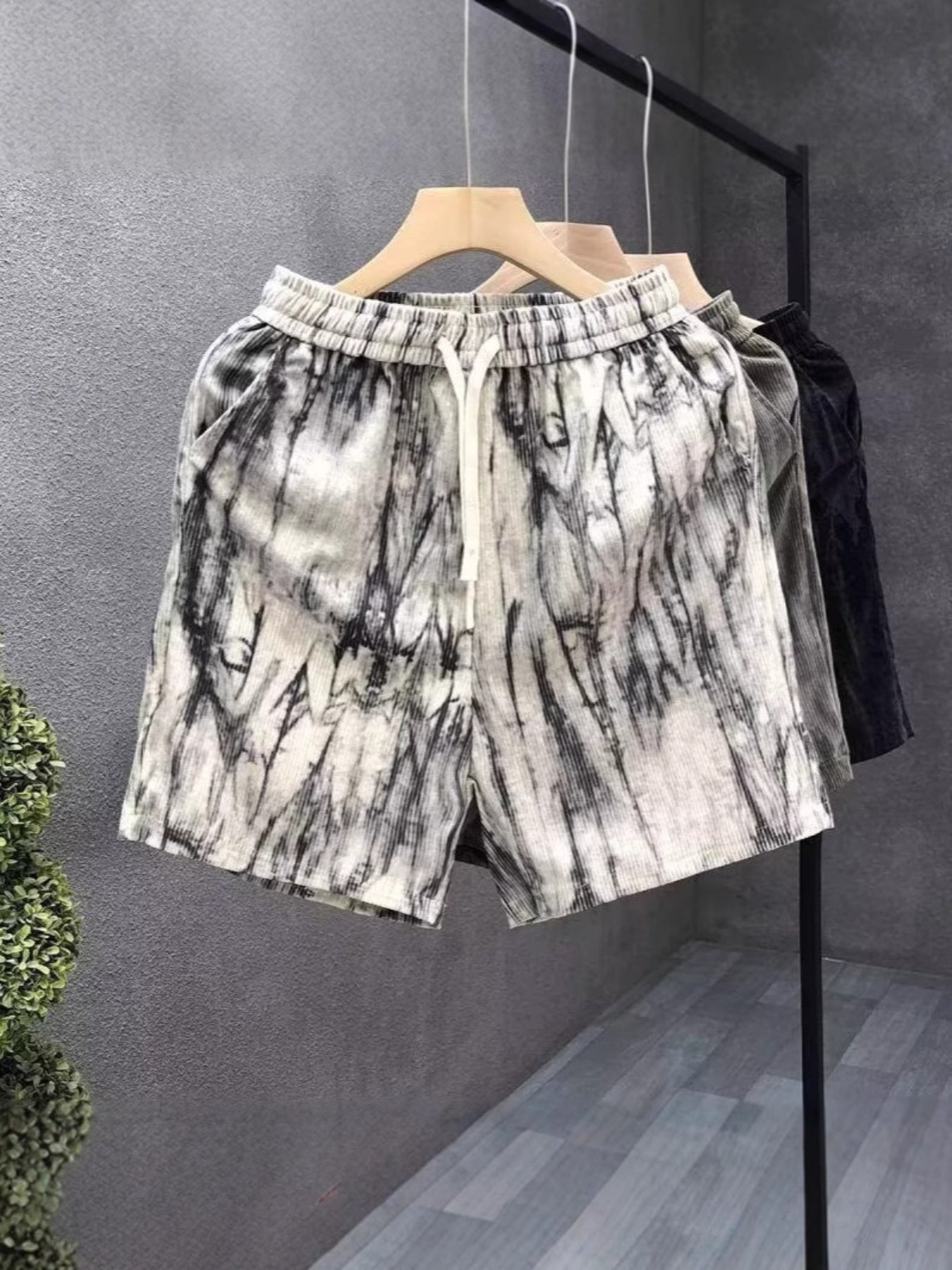Men's Plus Size Tie-Dye Elastic Waist Shorts