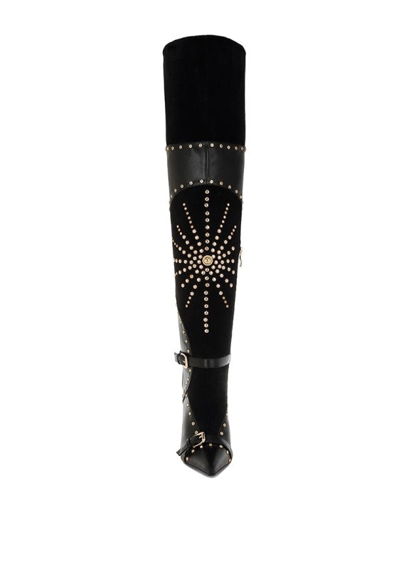 Medira Pointed Toe Embellished Stiletto Boots