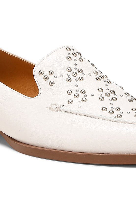 Gabassi Studded Genuine Leather Loafers - Loving It Shop