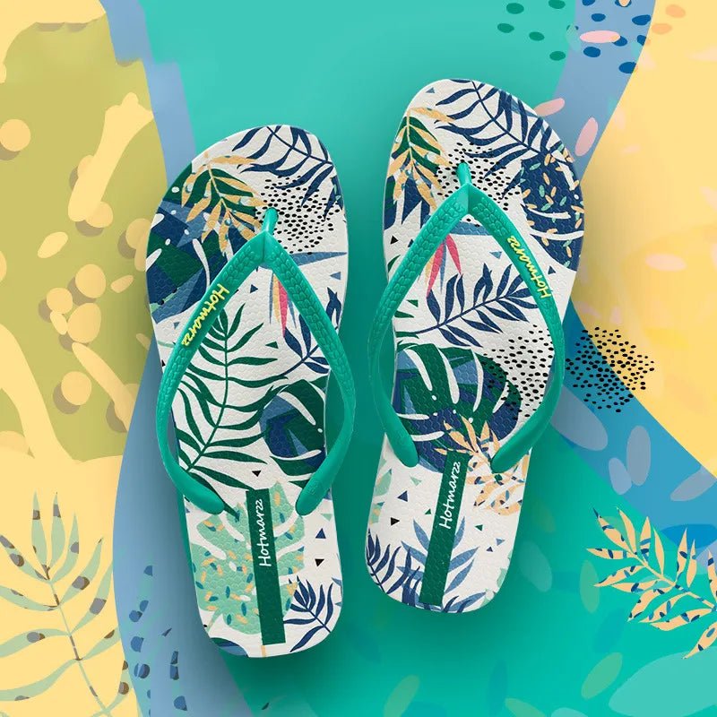 Tropical Leaf Print Summer Slippers - Loving It Shop