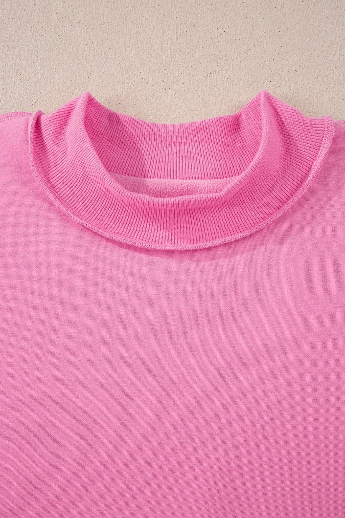 Bright Pink Oversize Drop Shoulder Reversible Mock Neck Sweatshirt - Loving It Shop