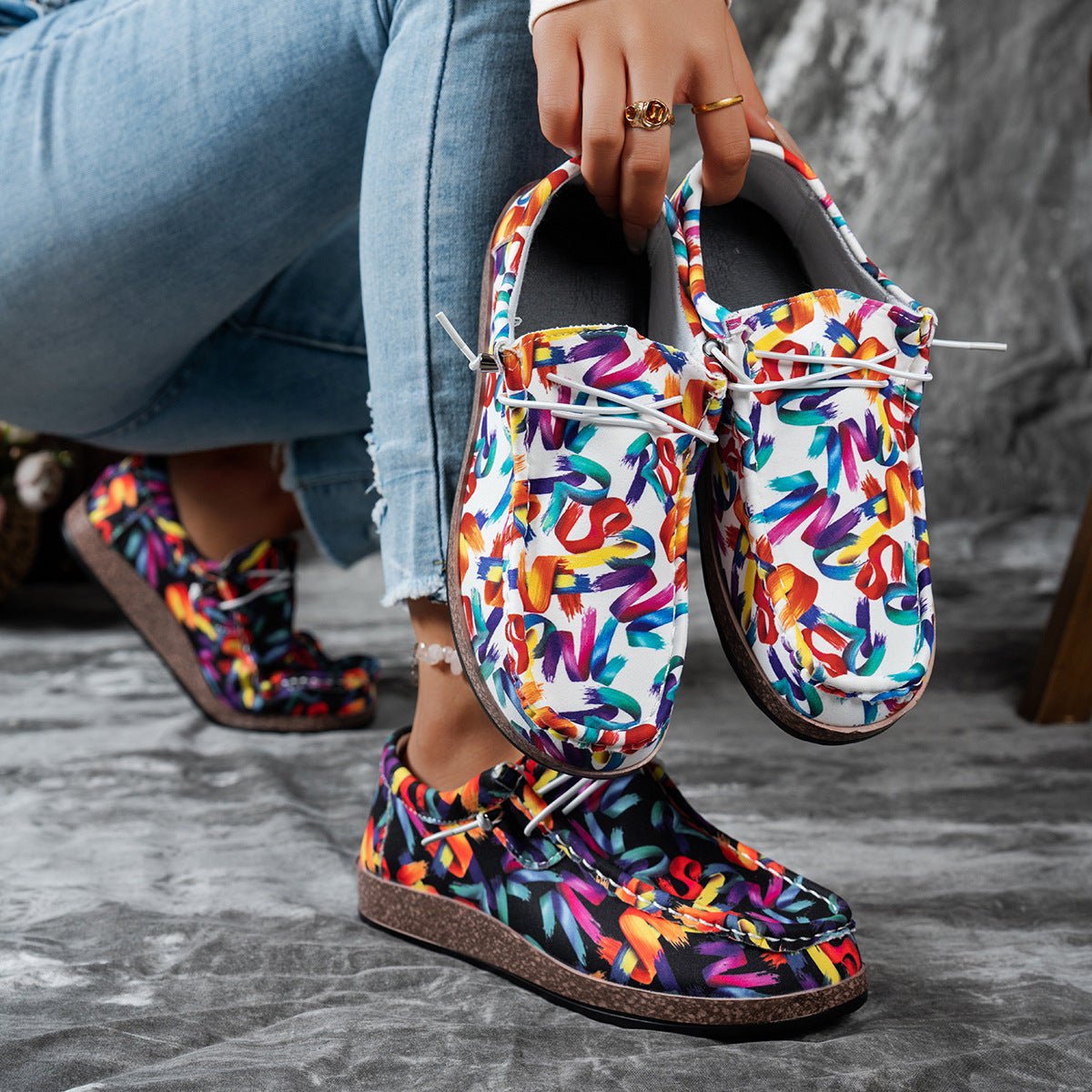 Colorful Printed Casual Loafers - Loving It Shop