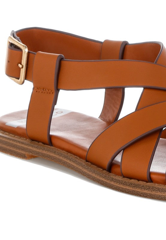 Kapaka Real Leather Flat Gladiator Sandals