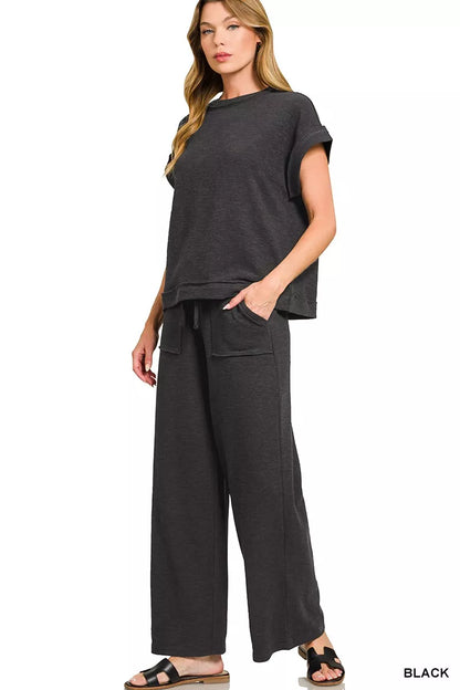 Cotton Slub Short Sleeve Tee and Pants Set