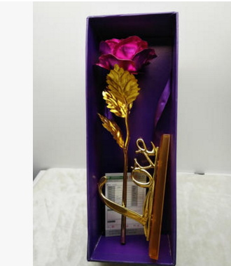 24K Gold Foil Purple Rose - Mother&
