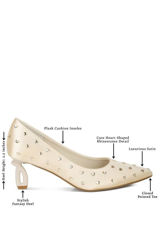 Madhara Heart - Shaped Rhinestones Pumps - Loving It Shop