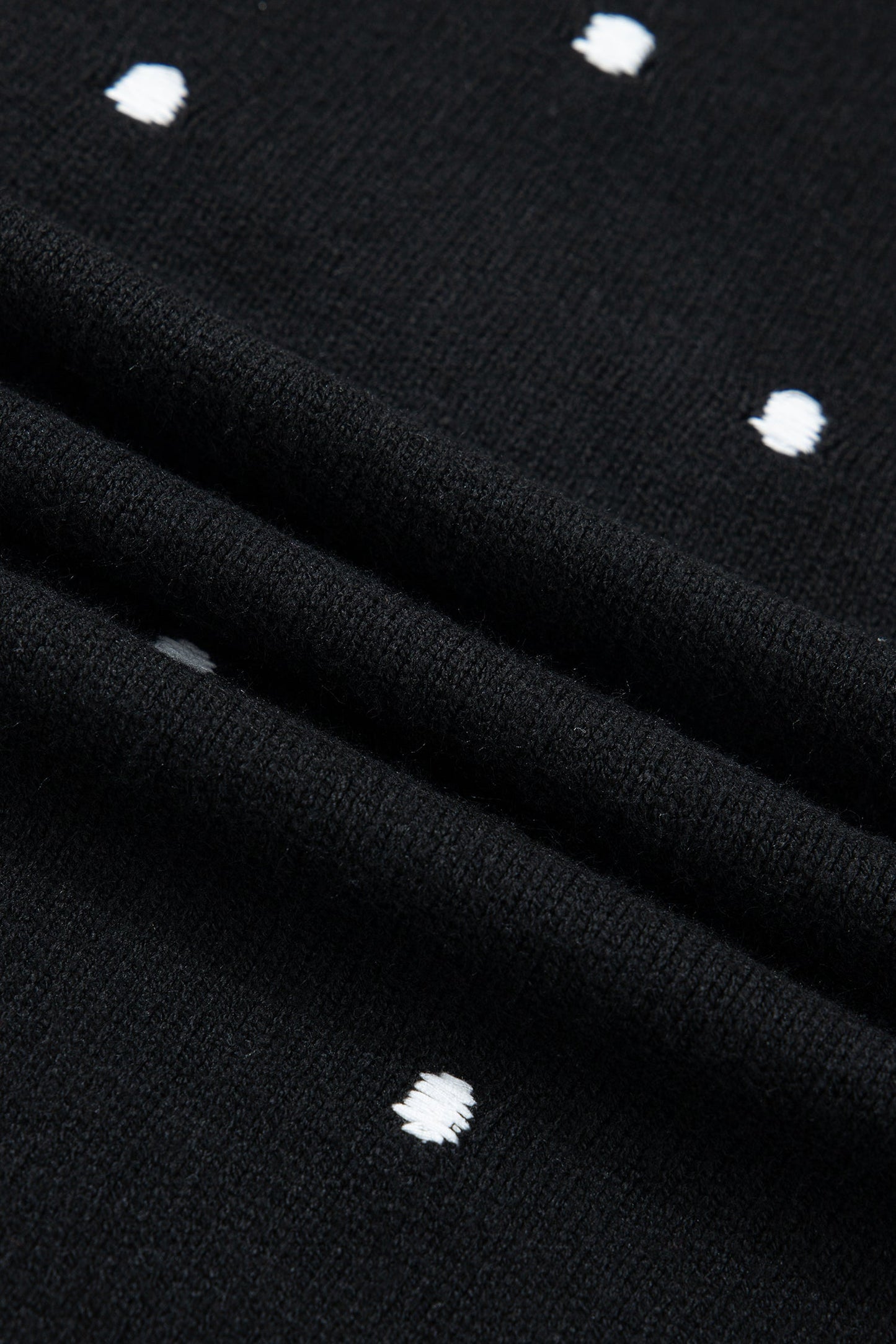 Black Elegant Polka Dot Bubble Short Sleeve Sweater