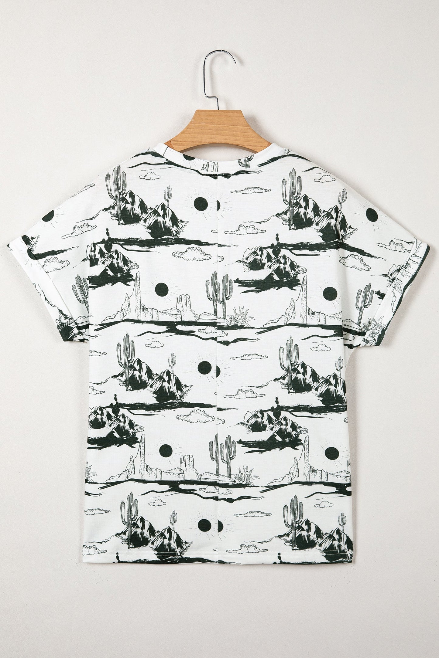 White Desert Sand Print Short Sleeve Knit Top