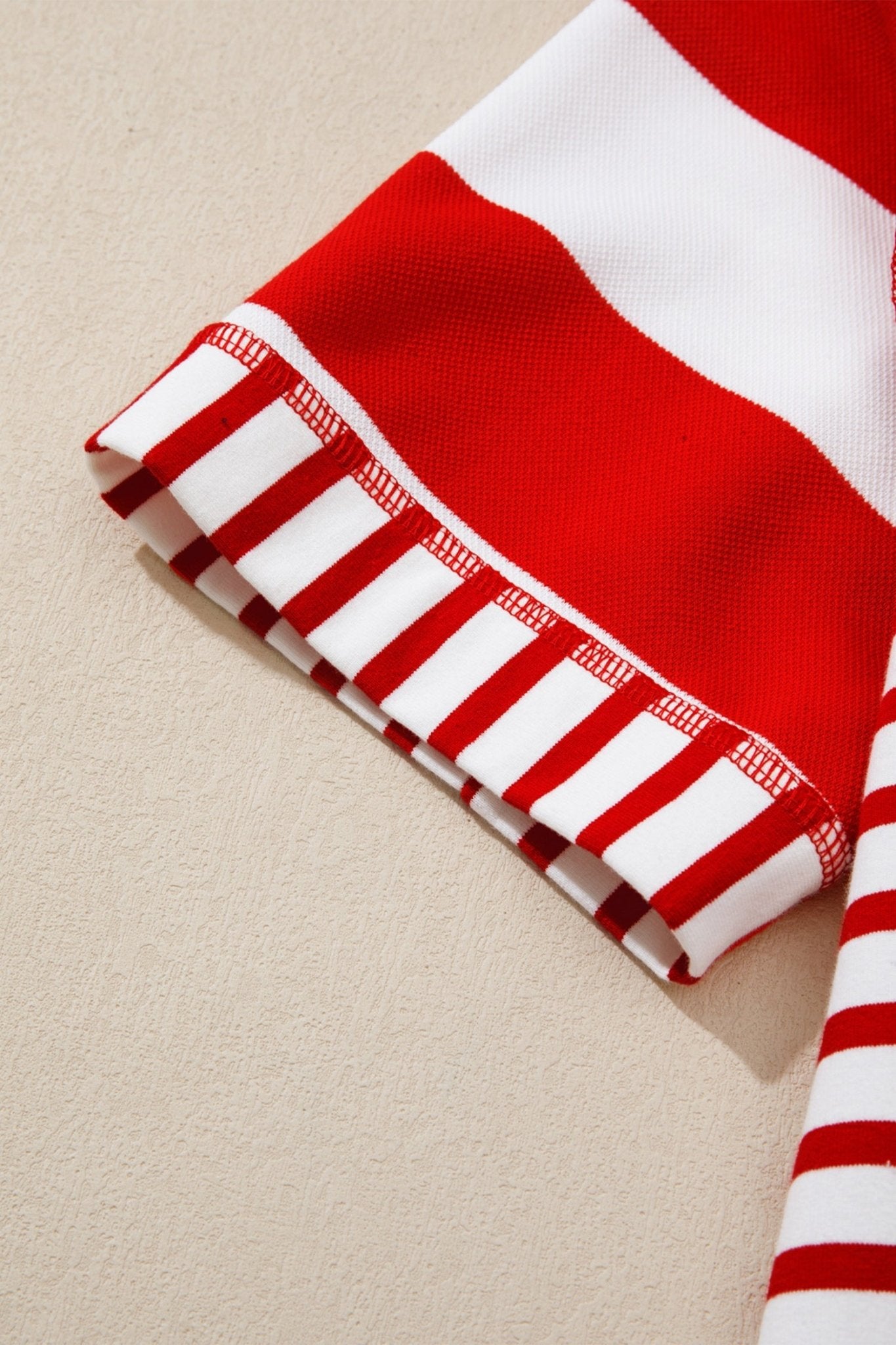 Red Stripe Sequin Bow Patriotic Half Sleeve Top - Loving It Shop