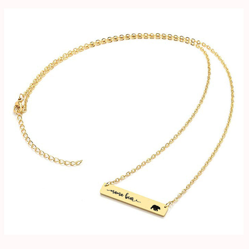 Titanium Steel Long Bar Necklace for Mother&
