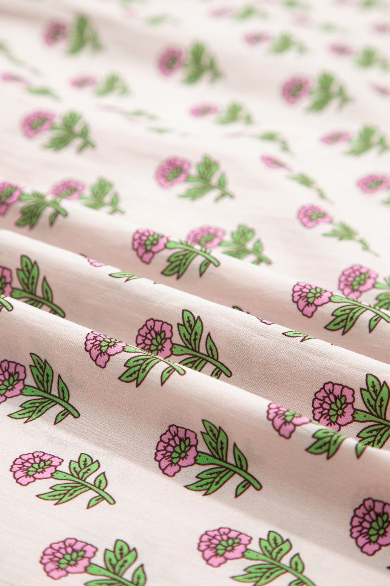 Pink Floral Print V Neck Scallop Trim Button Front Short Sleeve Long Dress - Loving It Shop
