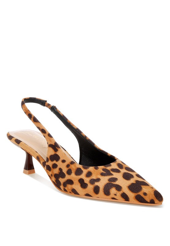 Inana Leopard Slingback Kitten Heels