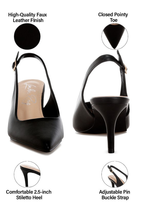 Jaoba Pointed Toe Pin Buckle Slingbacks