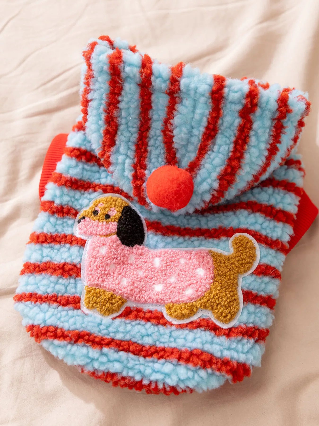 Striped Hooded Plush Pet Sweater - Loving It Shop