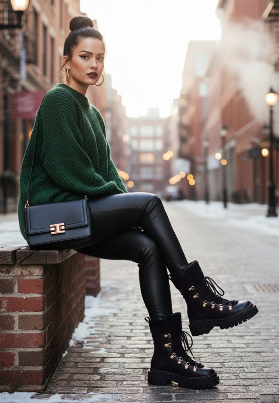Omul Fleece & Faux Leather Boots