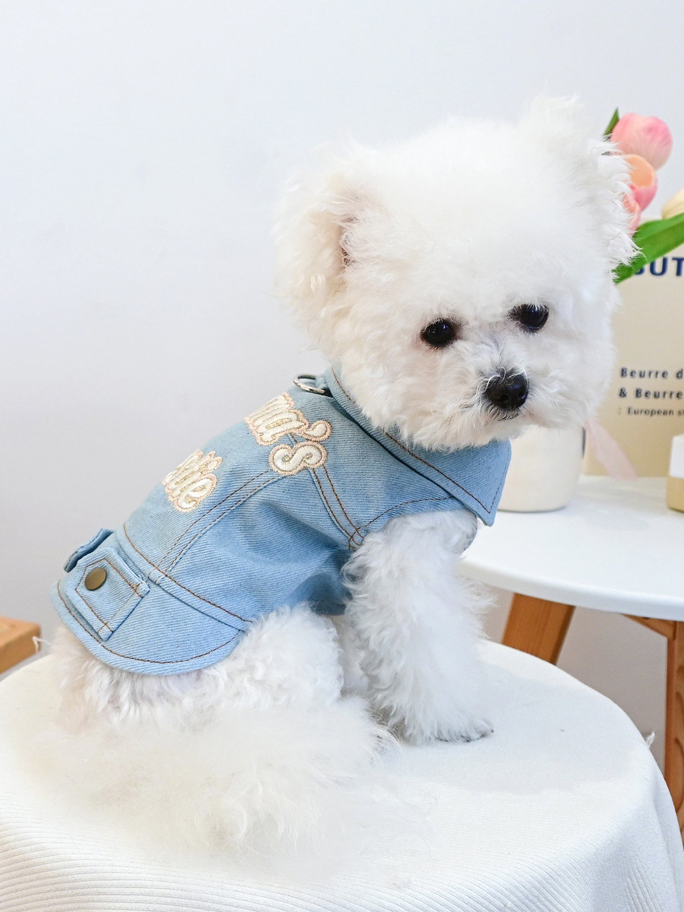 Embroidered Denim Pet Jacket - Loving It Shop