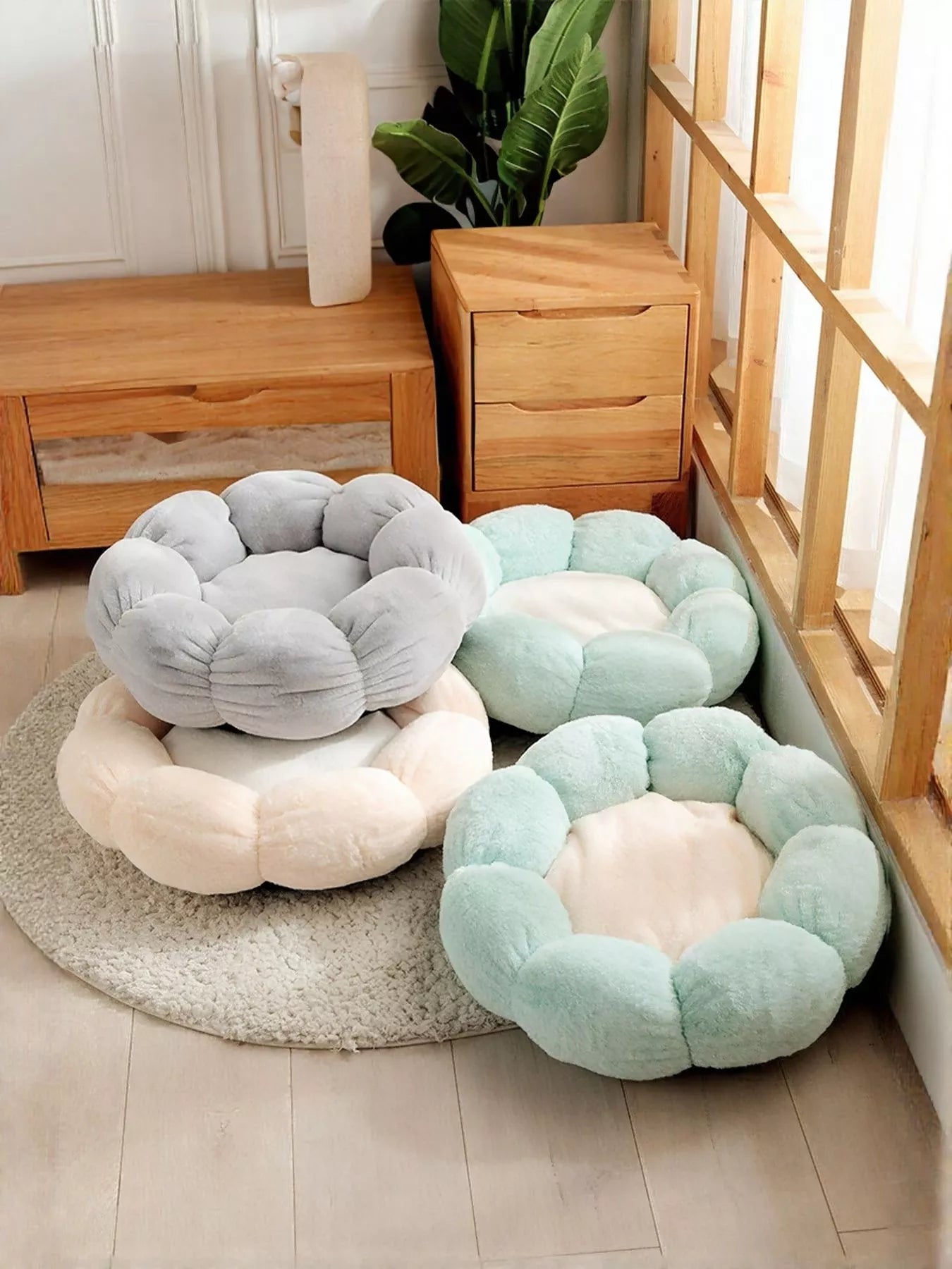 Round Plush Pet Nest with Cloud Pillow - Loving It Shop
