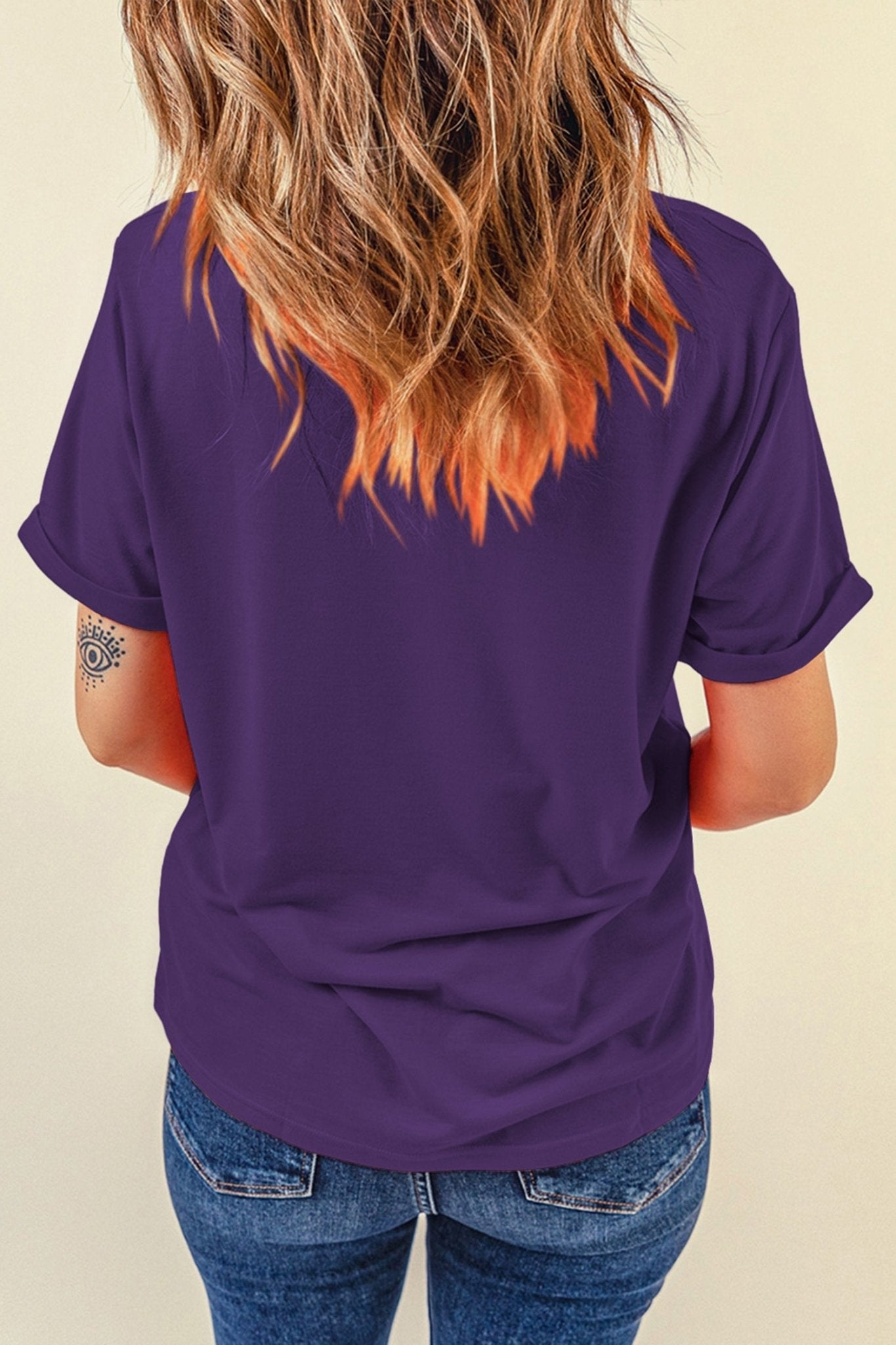 Tillandsia Purple Casual Plain Crew Neck Tee - Loving It Shop