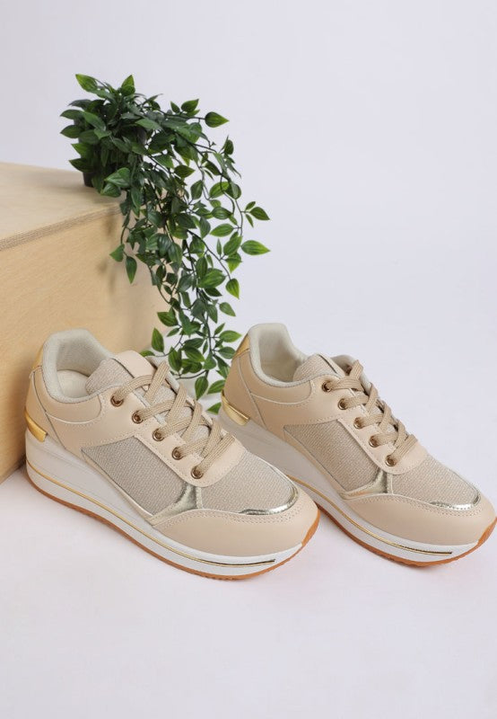 Vespera  Faux Leather & Mesh Sneakers
