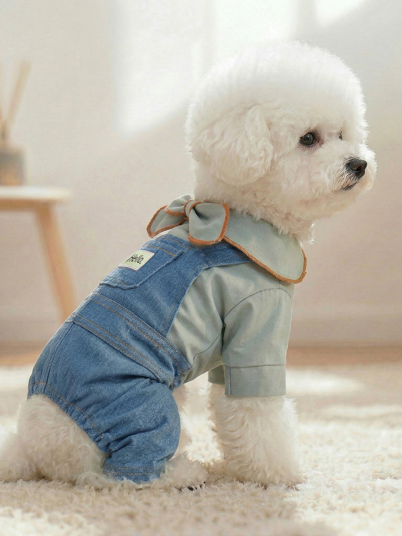 Denim Pet Jumpsuits with Bowknot - Loving It Shop