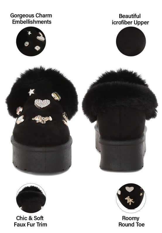 Zeta Charm Detail Slip On Snow Boots