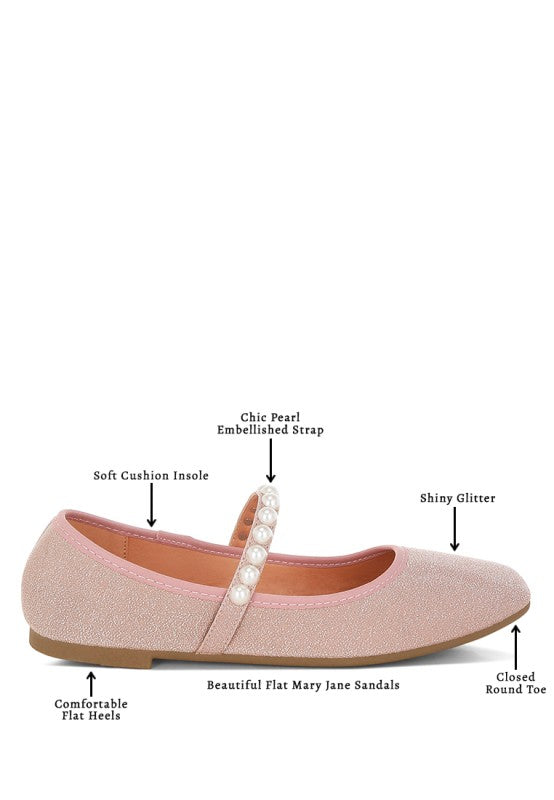 Corphee Pearl Strapped Glitter Ballerinas