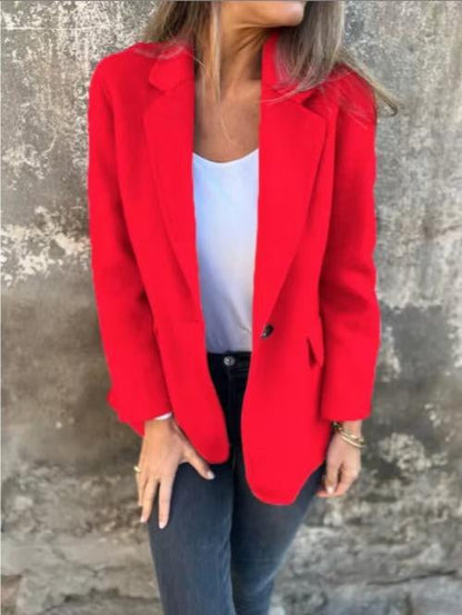 Ins Button Lapel Short Blazer Winter Fashion Commuter Jacket Outwear Women&