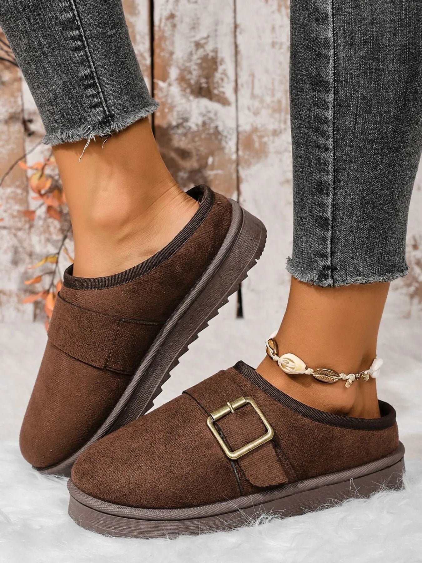Cozy Buckle Suede Winter Slippers - Loving It Shop