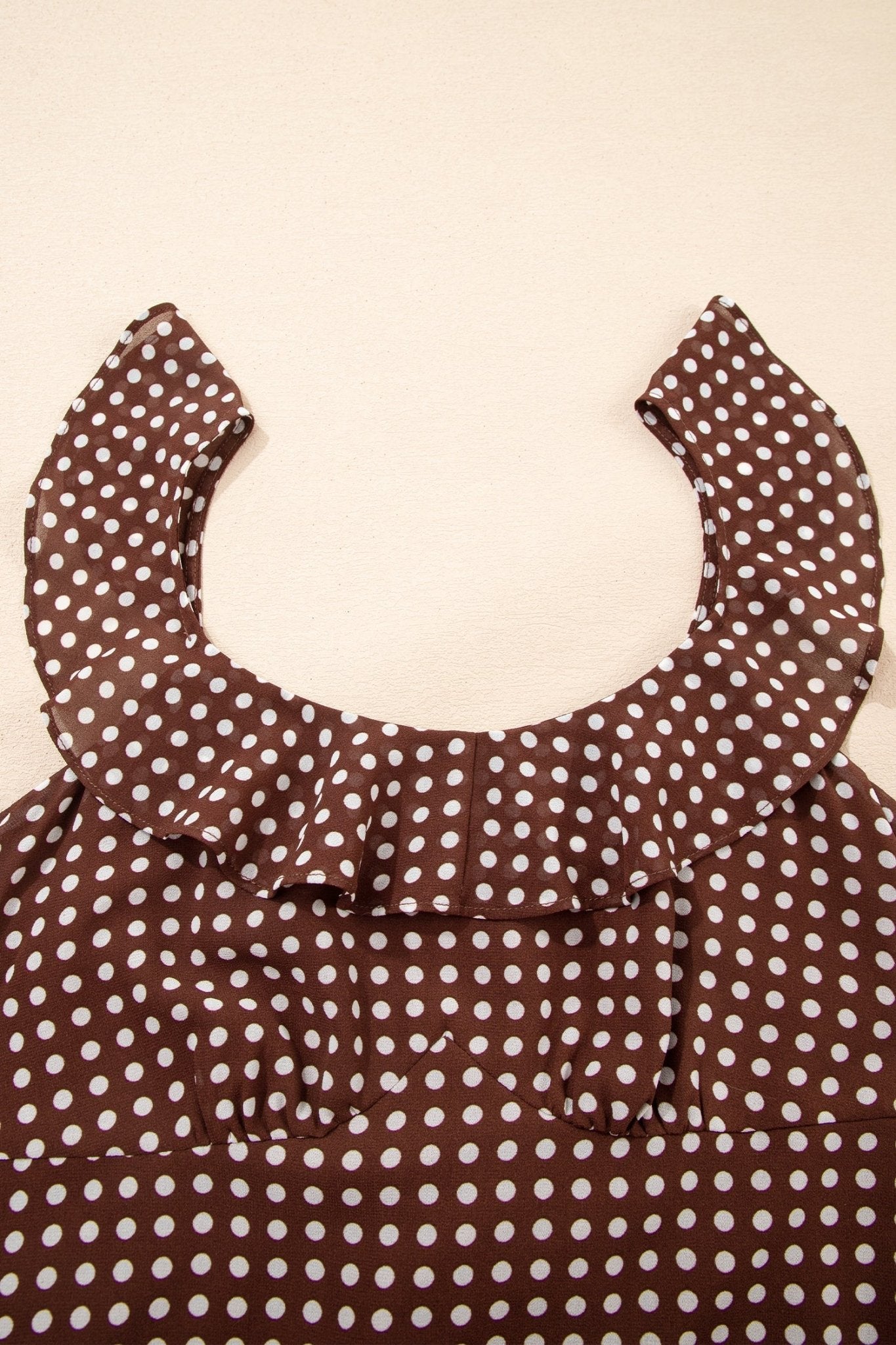 Coffee Polka Dot Print Backless Ruffled Tiered Maxi Dress - Loving It Shop