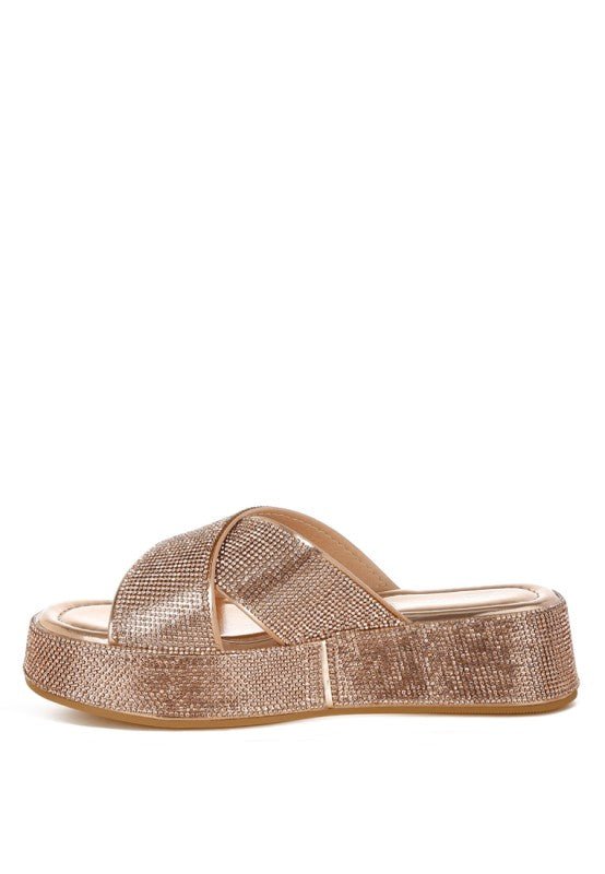 Adena Rhinestone Embellished Flatforms - Loving It Shop