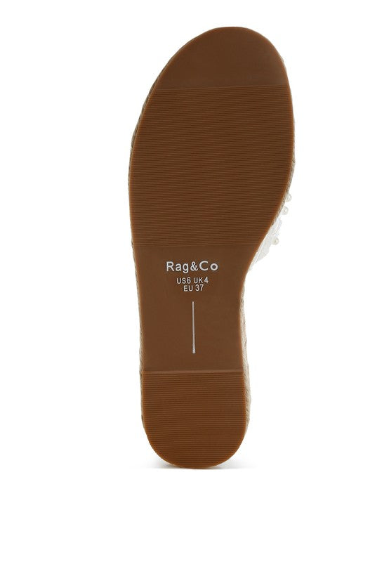 Yakna Pearl Embellished Woven Flats