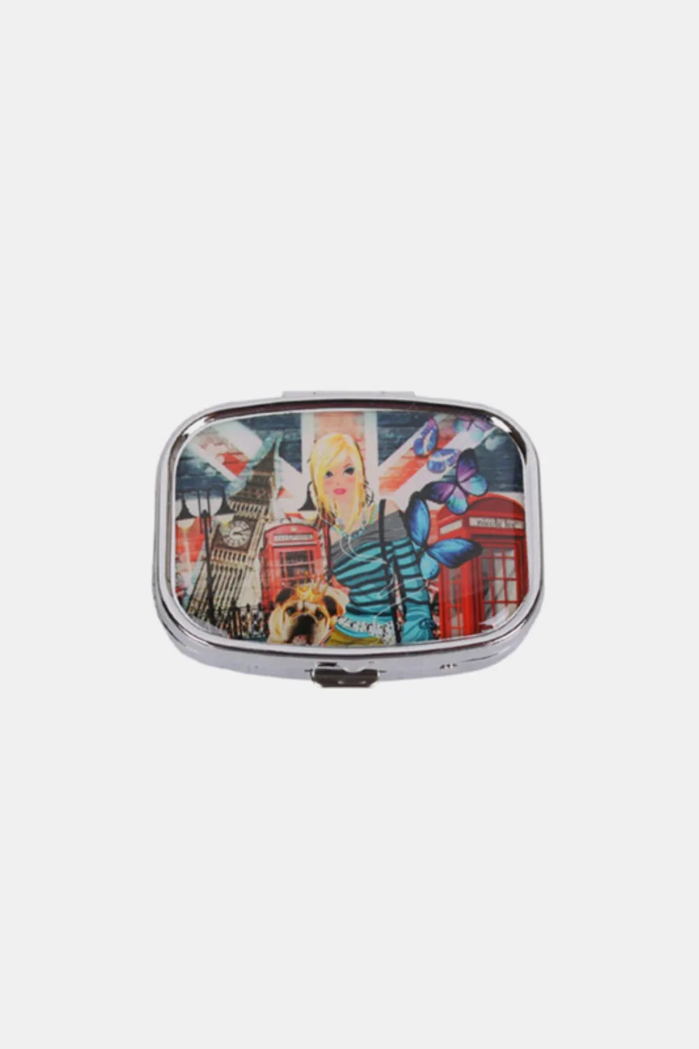 Print Metallic Rectangular Pill Case