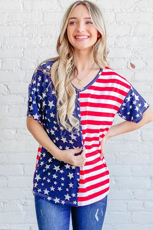 American Flag Short Sleeve Top
