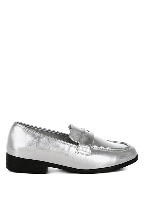Rugle Metallic Faux Leather Flat Loafers - Loving It Shop