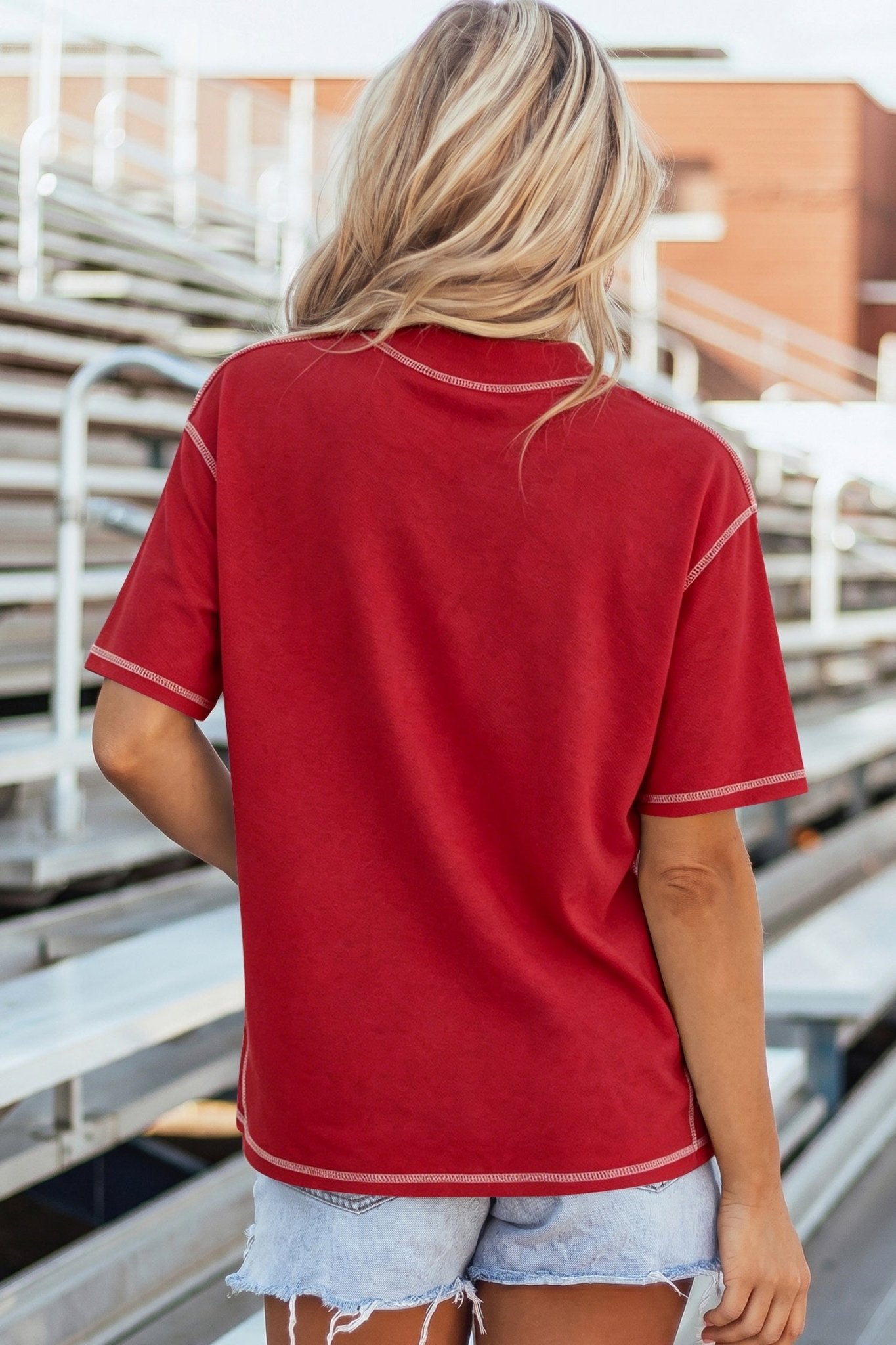 Racing Red Reversible Contrast - Stitched T-Shirt - Loving It Shop