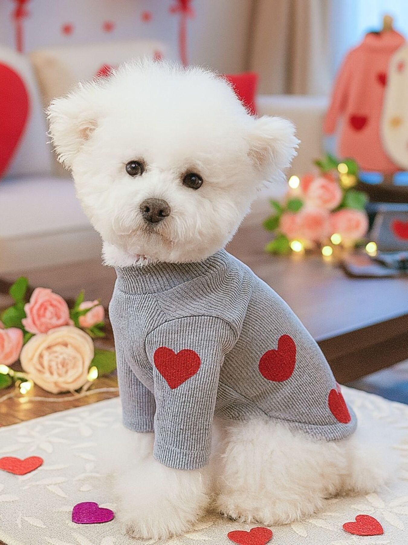 Heart Pattern Pet Sweater - Loving It Shop