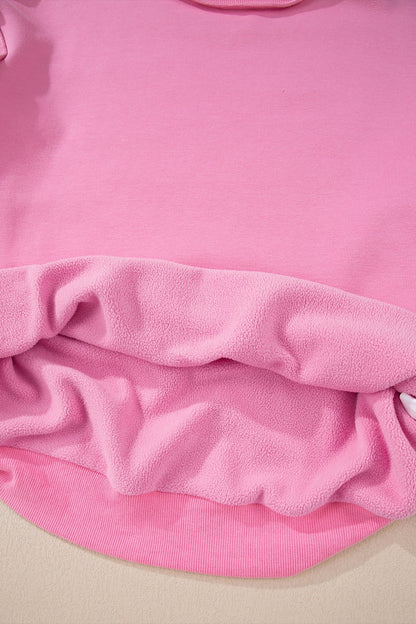 Bright Pink Oversize Drop Shoulder Reversible Mock Neck Sweatshirt - Loving It Shop