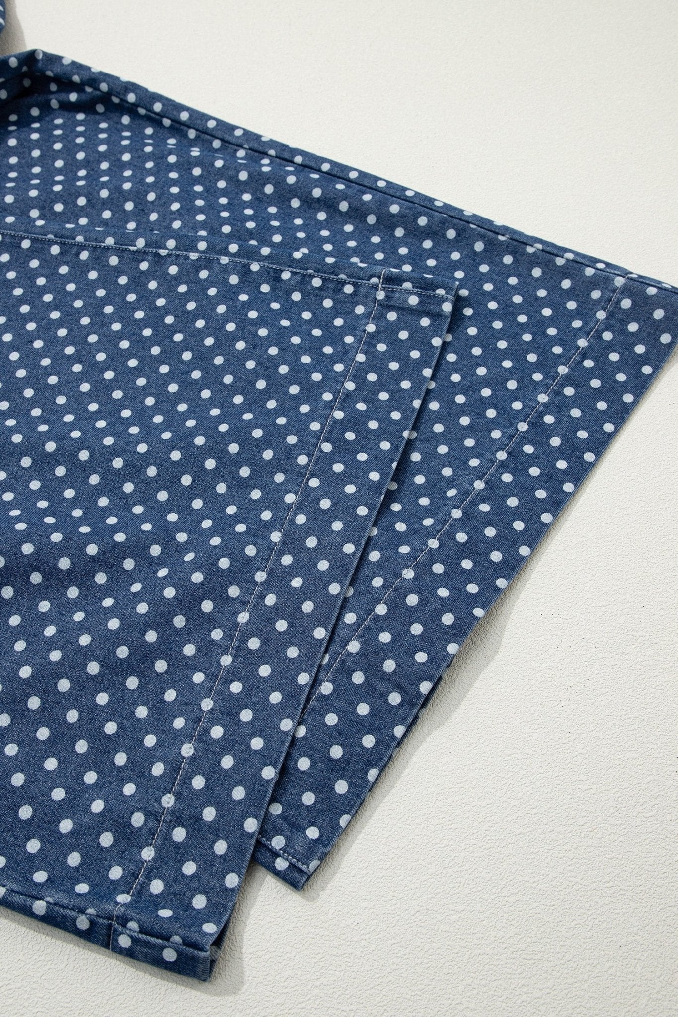 Sky Blue Polka Dot Print Button Pleated Detail Wide Leg Jeans - Loving It Shop