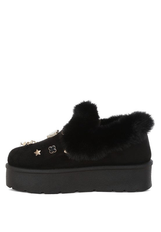 Zeta Charm Detail Slip On Snow Boots